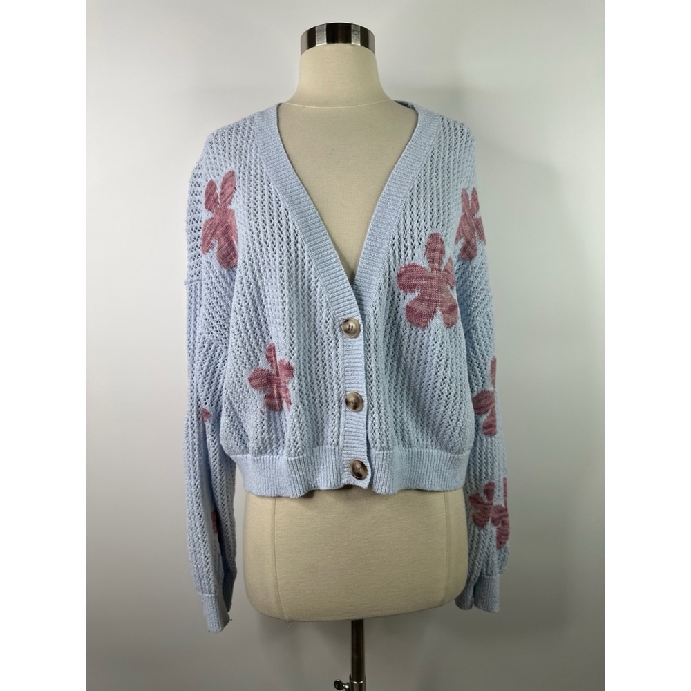 Arizona Jean Co Hippie Elegant Floral Knit Cardigan